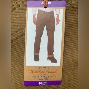 Men's Fleece-Lined Brown Wheat Stretch Canvas Jeans Weatherproof Reg 40 x 30 NWT